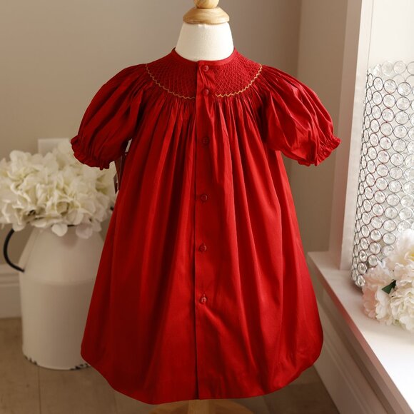 Red 100% Dupioni Silk Bishop Dress Size 2T/3T Luli & Me Boutique NWT - Picture 5 of 5